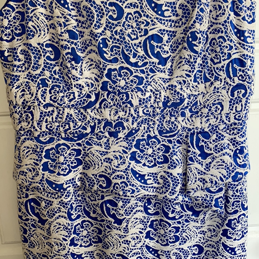 Antonio Melani Blue and White Crochet Lined Dress - Picture 3 of 8